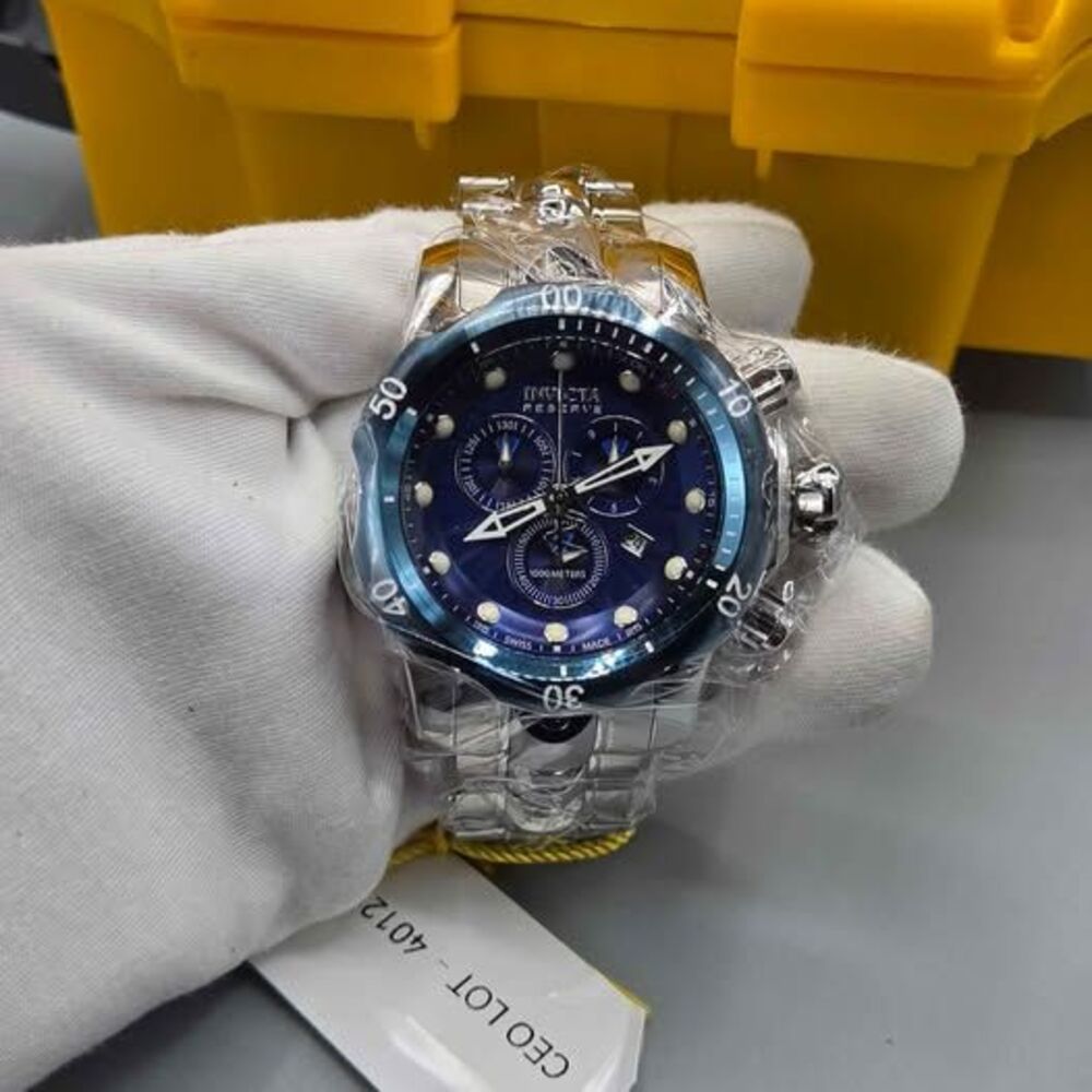 Invicta Venom Reserve Chronograph Blue Textured Dial Stainless Steel Watch